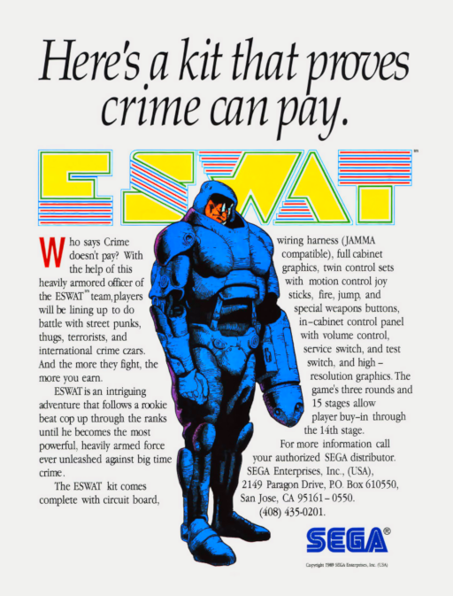 E-Swat - Cyber Police (set 4, World, FD1094 317-0130) Arcade Game Cover